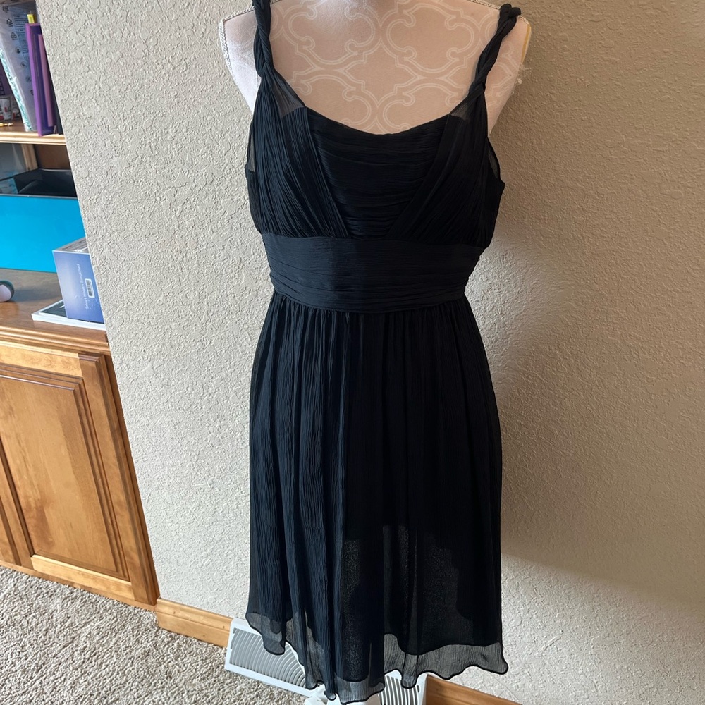 Banana Republic Black 100% Silk Shell Lined Classic Black Dress